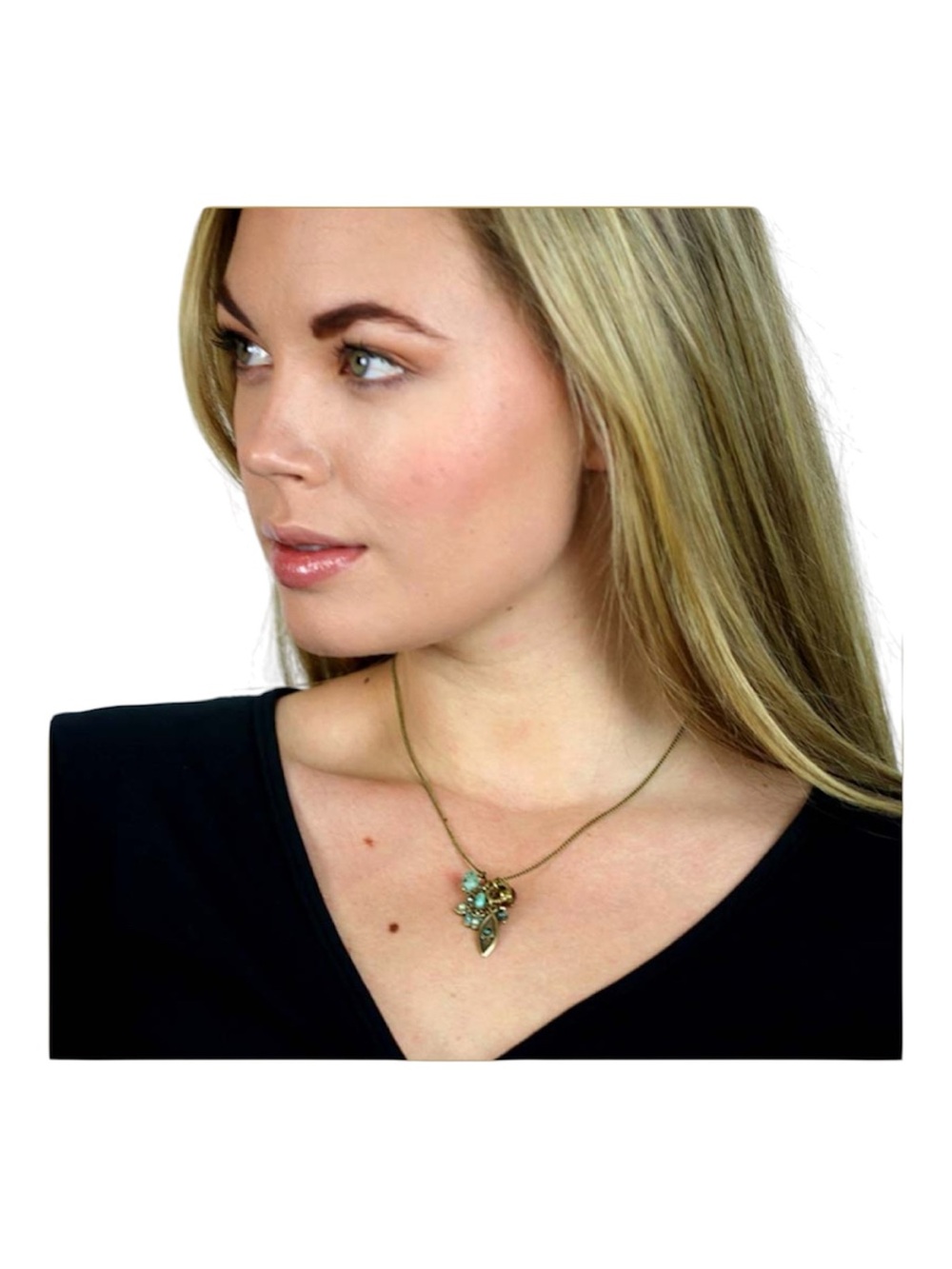 Michal Golan Bohemian Turquoise Hamsa Evil Eye Charm Necklace - Women Jewelry